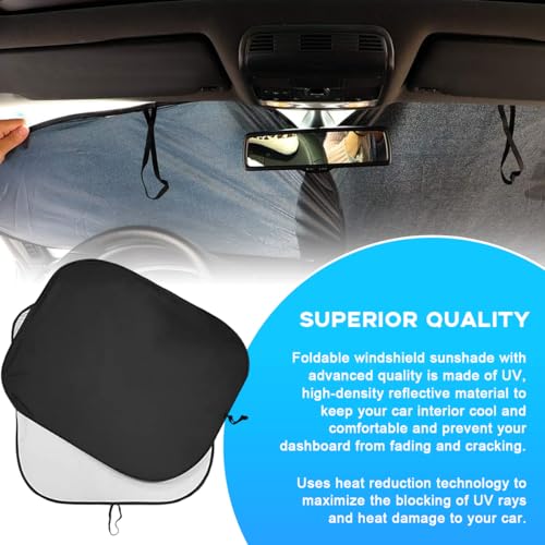 Ziciner 2 PCS Car Windshield Sun Shade, Auto Sun Heat and UV Rays Blocker, 24"×29" Foldable Automotive Front Window Sunshade Protector, Universal Vehicle Interior Accessories (Silver-S) - color: Silver-S (24×29 inches)