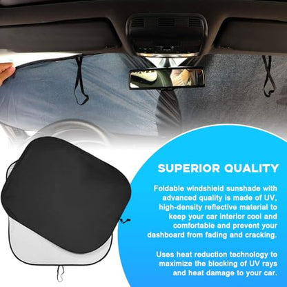 Ziciner 2 PCS Car Windshield Sun Shade, Auto Sun Heat and UV Rays Blocker, 24"×29" Foldable Automotive Front Window Sunshade Protector, Universal Vehicle Interior Accessories (Silver-S) - color: Silver-S (24×29 inches)