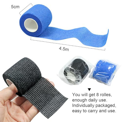 Self Adhesive Bandage Wrap Elastic Athletic Tape 8PCS 2 in X 14.7 ft Blue - color: Blue 8pcs