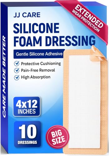 10Pcs Silicone Foam Dressing, 4x12 Bed Sore Bandages | Wound Care FSA&HSA - size: 4x12 10ct