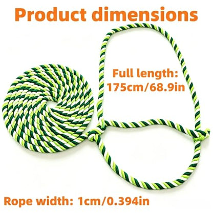 Rope Halter for Cattle, Goat, Sheep - 68.9in Polyester Braided Lead - color: Green