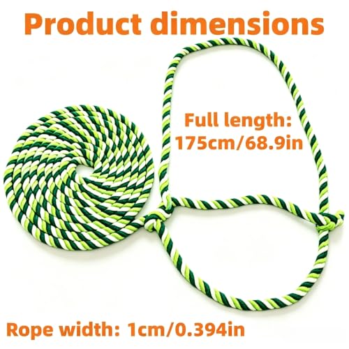 Cattle Rope Halter for Cow, Calf, Goat - 68.9in Braided Lead - color: Green