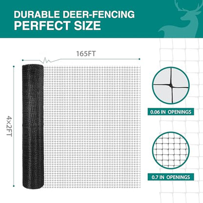 FRUITEAM 8ft×165ft Deer-Fence,Deer-Netting for Garden,Wildlife Netting,Heavy Duty Garden Fencing Roll for Plant Protection - size: 8FT×165FT