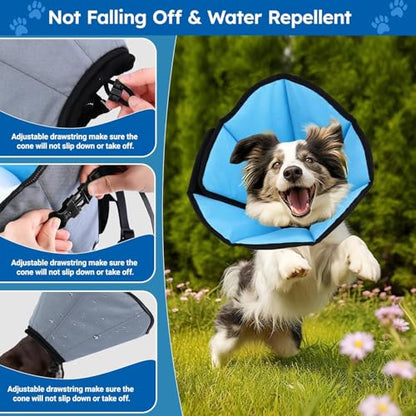 Soft Dog Cone Collar for Large Dogs After Surgery Adjustable - color: Blue, size: S (Neck Girth:9.1-10.7in)