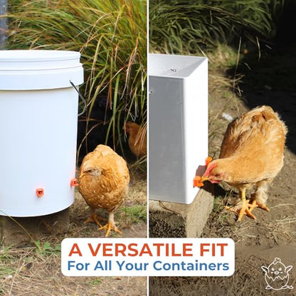 Lil'Clucker Horizontal Chicken Waterer Nipples, Pack of 15 Chicken Nipple Waterer with Drill Bits, Easy Install Automatic Chicken Waterer System, No Leak Chicken Water Feeder, Poultry Waterer - Orange - color: Orange