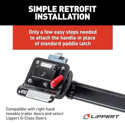 Lippert LatchXtend™ Easy Open RV Door Handle Extension for Entry Doors with a Standard Paddle Latch, Extends Reach by 14", Easy Retrofit Installation, Perfect for Kids and Seniors - 2022301969 | Fits right-handed entry doors with standard paddle latch, cu