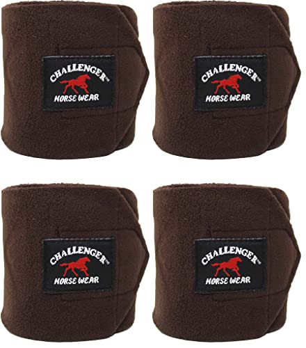 CHALLENGER 10ft Horse Grooming Leg Polo Wrap Set of 4 Soft Fleece 95R - color: Brown