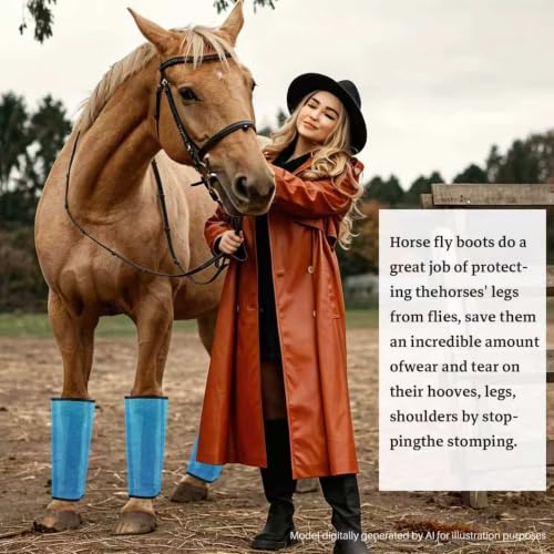 Mesh Horse Fly Boots, Blue, Set of 4 - color: Blue