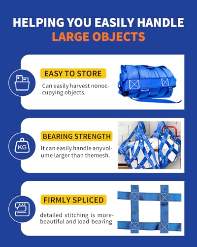 4.92' x 4.92' Heavy Duty Cargo Lifting Net, Blue - color: Blue, size: 4.92'X4.92'