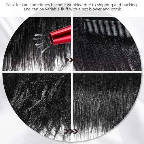 Tatuo 2 X 100 Inch Black Fake Fur Fabric for Crafts Sewing DIY - color: Black, size: 2 x 100 Inch