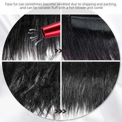 Tatuo 2 X 100 Inch Black Fake Fur Fabric for Crafts Sewing DIY - color: Black, size: 2 x 100 Inch