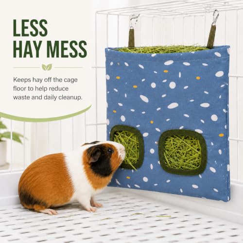 Rabbit Hay Feeder, Guinea Pig Hay Holder & Bunny Hay Feeder – Durable Hanging Hay Bag for Rabbits Chinchillas Guinea Pigs Bunnies – Chew-Resistant Hay Holder for Small Animals (Polka Dot) - color: Polka Dot