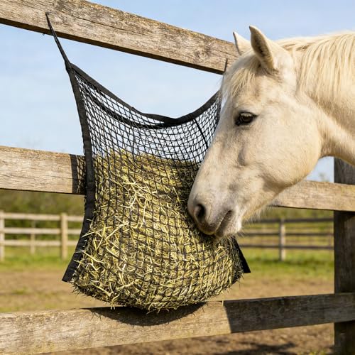 2 Pcs Feed Hay Net Slow Feed Hay Bags for Horses Horse Feeding Supplies for Goats Sheep, 35.43x31.49inch - size: 35.43x31.49inch