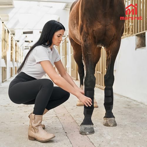 4Pcs Protectores Para Caballos Patas, Horse Leg Wraps Protectores Boots Set for Front Hind Legs Guard Equestrian Trail, Fly Protection Sport Splint, Support Botas Athletic Gears, Neoprene Accessories