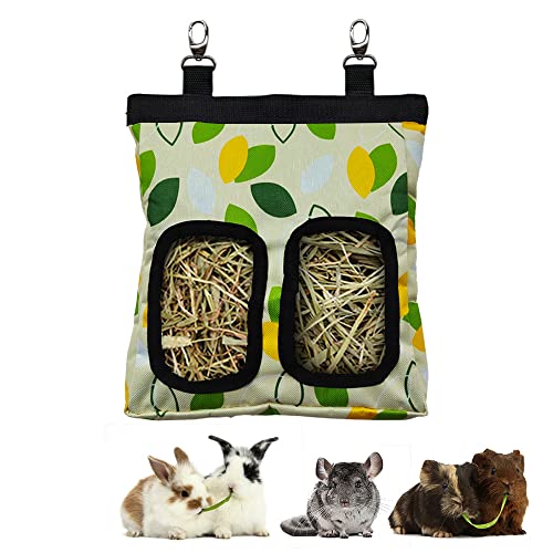 RIOUSSI Guinea Pig Hay Feeder, Hanging Rabbit Hay Feeder Bag. Greenleaf - color: Greenleaves