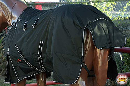 HILASON 600D Turnout Light Winter Blanket Horse Black 81 in - size: 81 In
