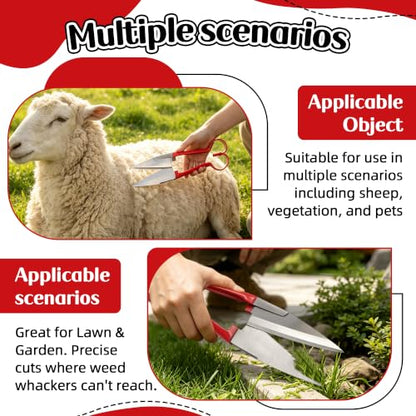 Double Bow Sheep Shears, 6.1" Carbon Steel Blade, Farm Grooming Scissors - color: Red