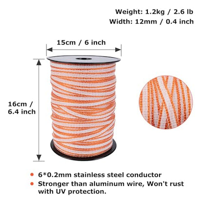 Electric Fence Tape 1/2 inch, Electric Fence Poly Tape 6ss Conductors 656' - color: 0.5 in, size: 656 FEET