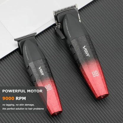 VGR 640 Professional Hair Clippers for Men with Clipper Trimmer Set, Red - color: Red