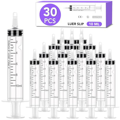 30 PCS 10ml Oral Syringe With Cap, Plastic Syringes without Needle for Medicine Dropper, Liquid Measuring, Handicrafts, Individually Sealed, Luer Slip - style: 10ML
