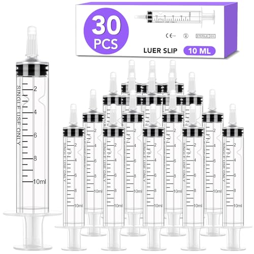 30 PCS 10ml Oral Syringe With Cap, Plastic Syringes without Needle for Medicine Dropper, Liquid Measuring, Handicrafts, Individually Sealed, Luer Slip - style: 10ML