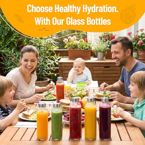 Luxfuel Clear Glass Bottles with Lids, 18oz Glass Water Bottles for Juicing - color: Clear Glass Bottle 10Pack, size: 18oz
