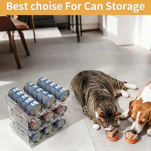 Cat Food Can Organizer 3-Tier Hold 54 Cans 3.5oz Transparent Cat Can Rack - size: 3 Layers
