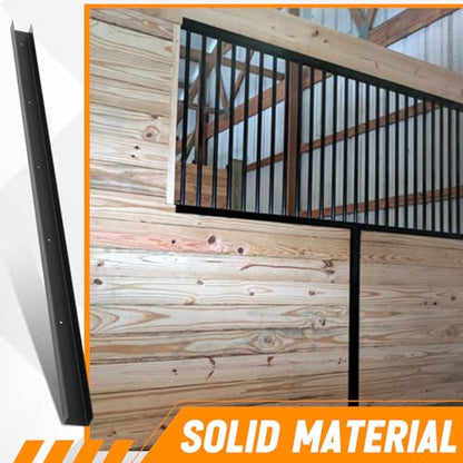 Yaocom 6 Pack 42 Inch Horse Stall Wall Channels Galvanized Steel Easy Installation Horse Stall Chew Guards Wood Protector with 60 Screws, Black