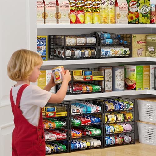 3 Tier Stackable Can Rack Organizer, Adjustable Can Holder for Pantry | 2 Pack Rolling Can Dispenser for Canned Food, Soda & Drink Storage, Tiered Can Organizer for Kitchen Cupboard Cabinet - style: 3-Tier 2-Pack