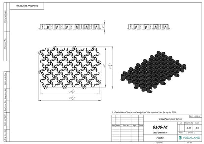 Standartpark Vodaland Permeable Pavers - EasyPave Grass & Gravel Driveway Grid - Load Class A-D, 100% Recycled Plastic Pavers, 2" Depth, 315 Sq Ft/ 126 Units, Black - size: 315 SQ FT