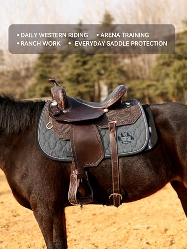Harrison Howard Western Saddle Pad Liner 5mm/7mm Thin Wool Felt Under Saddle Pad, Shock Absorbing Sweat Barrier, Non Slip - color: Black, size: 32"Lx32"W-7mm Thick