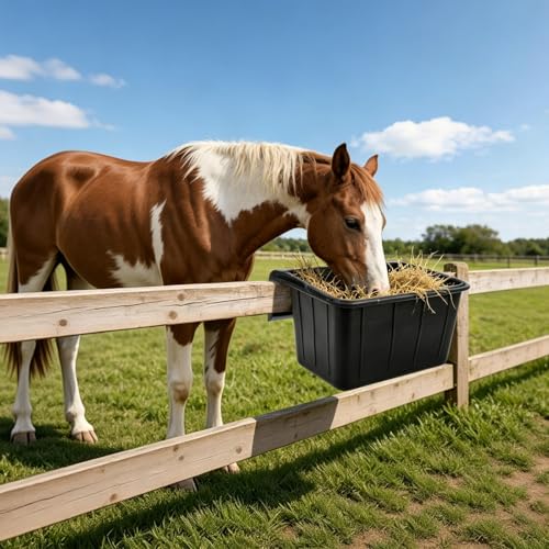 3 Pack 17 Quart Rubber Feed Pan, Horse Feed Pan with Stall Hook - color: Black-17 Quart, size: 17 Quart