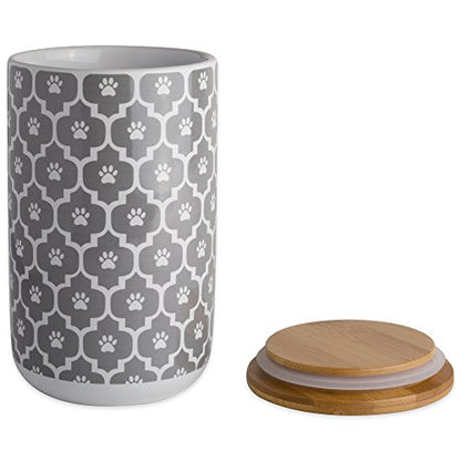 Bone Dry Lattice Collection Pet Bowl & Canister, Treat Canister, 4x6.5", Gray - color: Gray, size: Treat Canister, 4 x 6.5 in (Pack of 1)