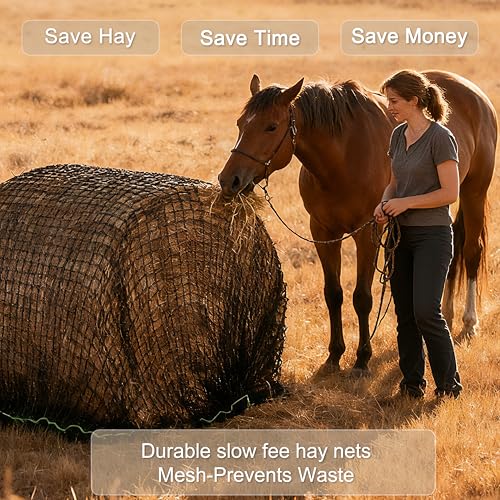 Martx 5x5ft Round Bale Hay Net for Horses Slow Feed, Knotless Feeder - size: 5x5ft