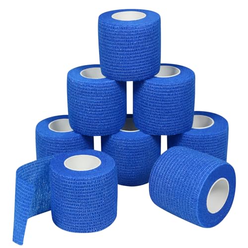 Self Adhesive Bandage Wrap Elastic Athletic Tape 8PCS 2 in X 14.7 ft Blue - color: Blue 8pcs