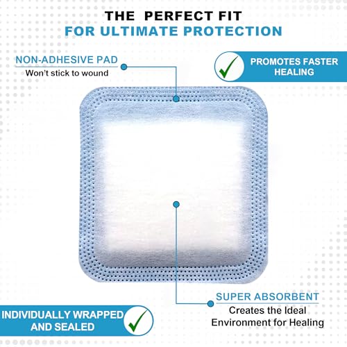 MedVance Super Absorbent Wound Dressing, Non-Adhesive Pads, 6"x6", Box of 5 | Sterile And Individually Wrapped - Non-Stick Wound Bandages - Super Soft - Highly Absorbent & Lock Exudate - Leakproof - size: 6"x6", style: 5 Pack