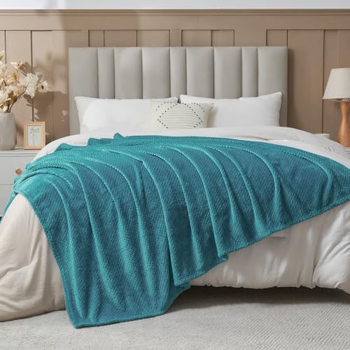 NEWCOSPLAY Fleece Leaves Pattern Throw Blanket, Dark Blue, 50"x60" - color: Dark Blue, size: Throw(50"x60")