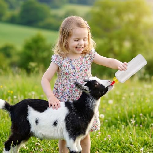 12 Pcs Goat Nipple and Bottles Set, 400 ml/13.5 oz Small Animal Feeding Bottles Lamb and Kid, Livestock Baby Bottle for Sheep, Lamb, Calf and Other Mammal Feeding Bottle