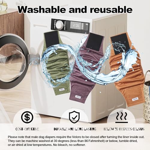 Washable Dog Diapers Male Reusable, Premium Belly Bands for Male Dogs, Pack of 3, High Absorbing Extra Large Male Dog Pee Wraps for Doggies in Incontinence or Excitable Urination and Training(XL) - size: X-Large