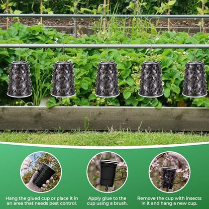 Qualirey Sticky Coating Trap with Brush and 12 Pcs Plastic Cup, Horse Bug - style: Horse Bug