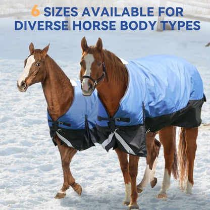 75” Winter Horse Blanket, 1200D Waterproof Poly Horse Turnout Blanket, Tear-Resistant Thick Horse Blanket with Snuggit 220g Filling, Breathable Warmth Turnout Blankets for Horse - size: 75“