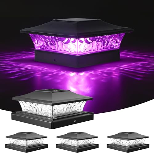 VOLISUN Solar Post Cap Light 4Pack Black: RGB Color Changing - Fence Post Lights Solar Outdoor Waterproof for 4x4 x5 x6 WoodenVinyl Post - color: Black, size: 4 Pack