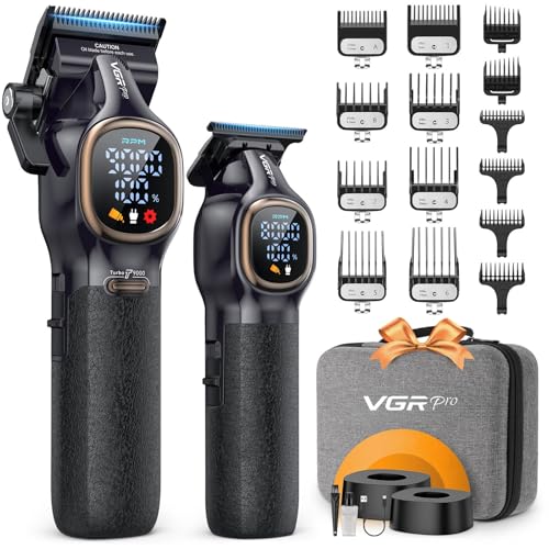VGRPRO Professional Hair Clippers for Men, Cordless Clipper and Trimmer Set - color: Black