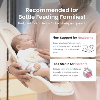 Feeding Support Seat with Adjustable Stability Strap, Mesh & Organic Cotton, Bottle-Feeding Assist for 1–5 Month Babies