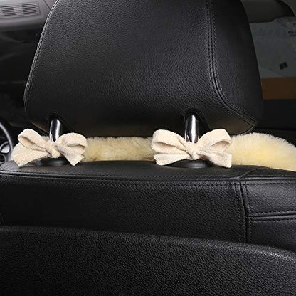 OGLAND Black Fuzzy Sheepskin Car Seat Cover | Soft Natural Fur Wool Cushion - color: Black