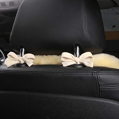 OGLAND Fuzzy Sheepskin Car Seat Cover for Soft Fur Genuine Wool Cushion - color: Honey Beige
