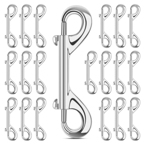 ERKOON 3.5 inch Double Ended snap Hooks,110lbs Metal Clips Load Capacity Zinc Alloy Double Sided Clips Heavy Duty Trigger Snap for Dogs Leashes/Water Bucket/Horse Feed/Hammocks Bolt snap - size: 20 Pack