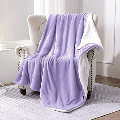 SOCHOW Sherpa Fleece Throw Blanket, Lilac, 50x60 inches - color: Lilac, size: 50"×60"