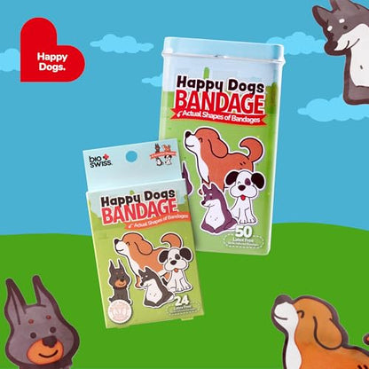 BioSwiss Bandages, Dog Shaped Self Adhesive Bandage Set, Latex Free, Sterile Wound Care, 24 Count - size: 24-Count Box, style: Dogs