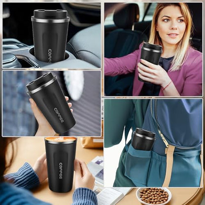 MOMSIV 17oz Travel Coffee Mug, Insulated Coffee Cup with Leakproof Lid - color: A-Black-17oz